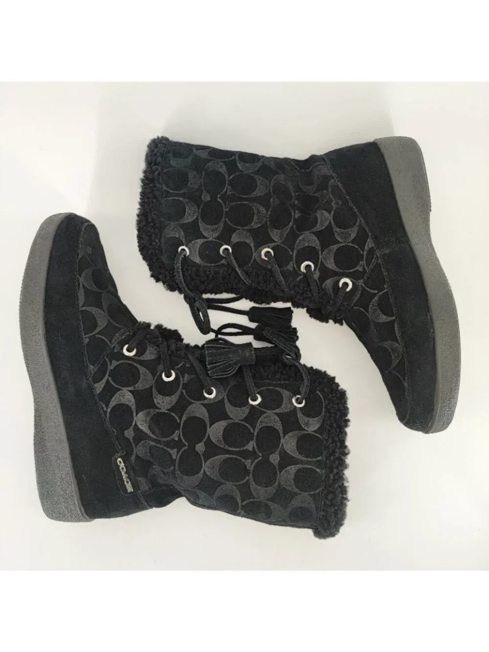 Coach Tuesday Women’s 7.5 US Boots Suede Black Winter Sheepskin Lined A7408 - Picture 6 of 10